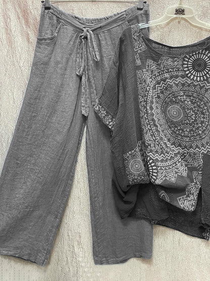 LM | Two-piece set with loose bohemian print