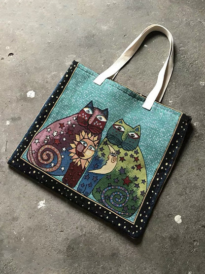 Lovely Cat Art Pattern Tote Bag elevenforest