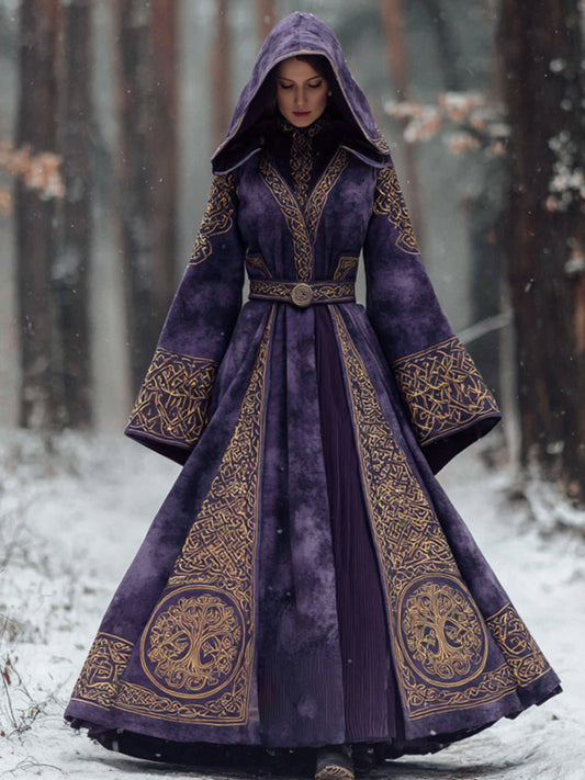 Comstylish Women's Viking Style Tree Of Life Celtic Knot Purple Tie Stained Cape
