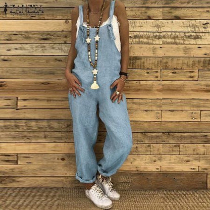 Comstylish Retro Casual Cotton And Linen Loose Jumpsuit