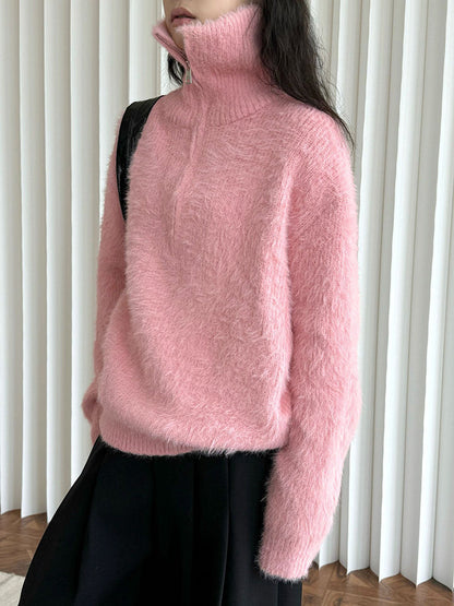 LM | Fluffy sweater with zipper