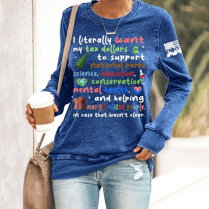 Comstylish Women's Support National Parks Print Round Neck Sweatshirt