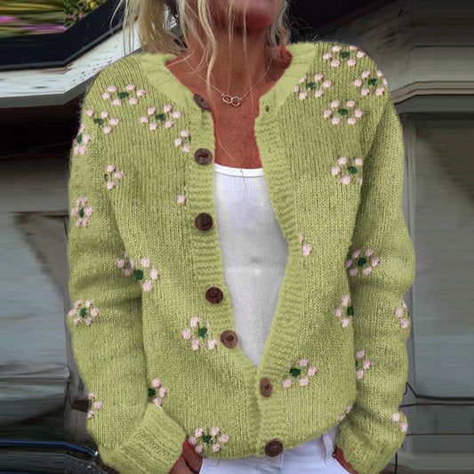 Vintage Icelandic Pink Floral Knitted Cardigan Sweater elevenforest