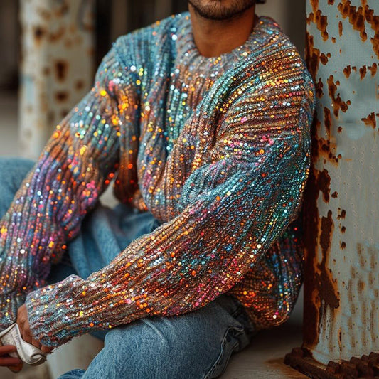 Vintage Rainbow Island Warmth Knitted Jacquard Unisex Sweater elevenforest