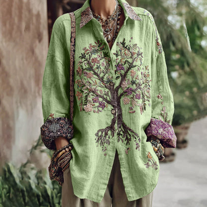 Comstylish Women's Tribal Tree Of Life Casual Long Sleeve Shirt