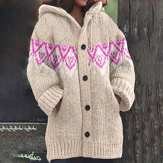 Vintage Ethnic Embroidery Pattern Contrast Sweater Cardigan elevenforest