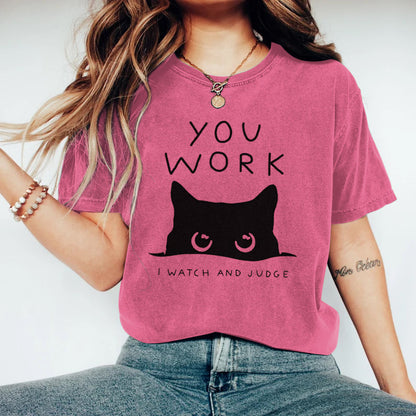 Comstylish Abstract Creative A Cat That Spies Art Print T-shirt