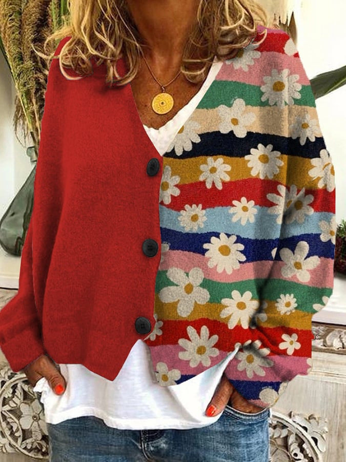 LM | Printed cardigan with button placket