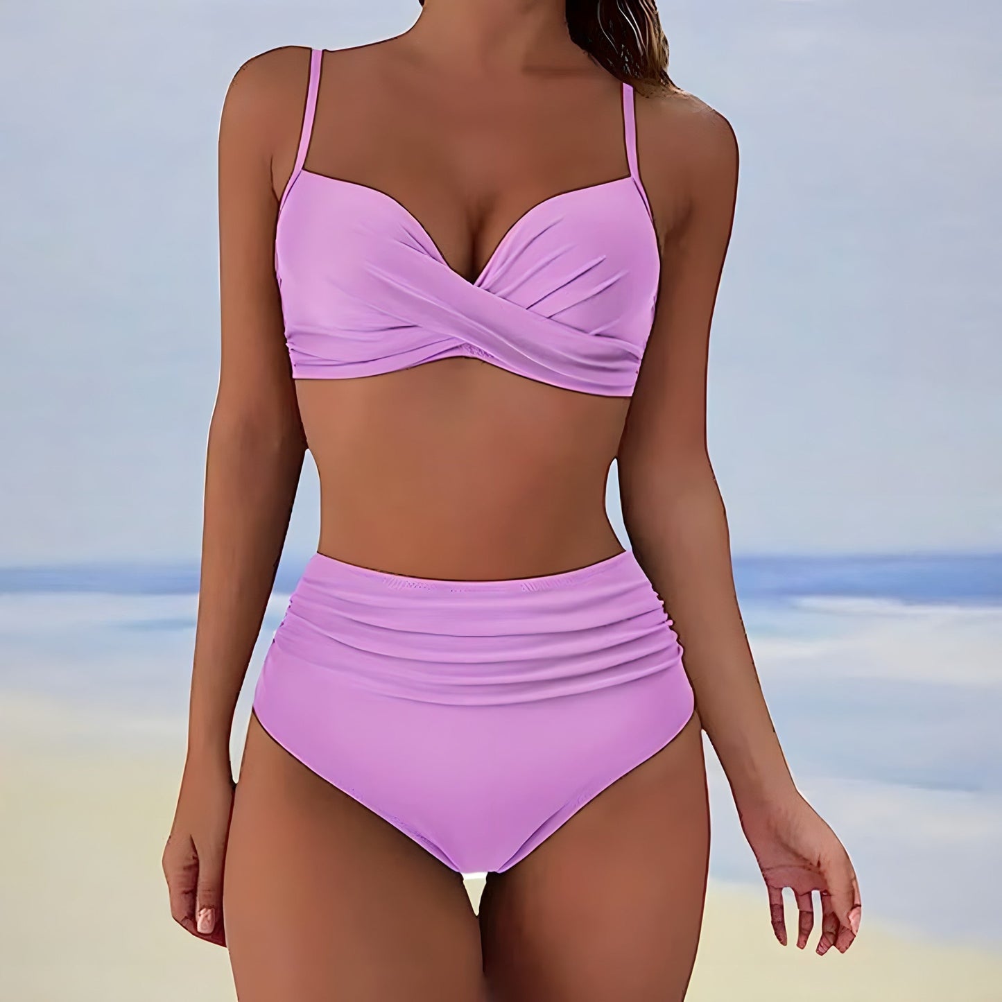 LM | Bikini with high waist and twist front top