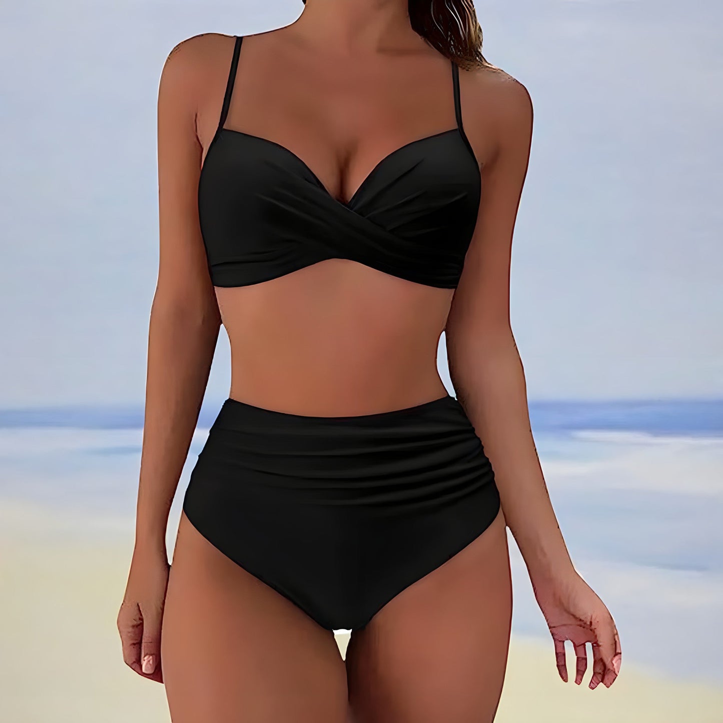 LM | Bikini with high waist and twist front top