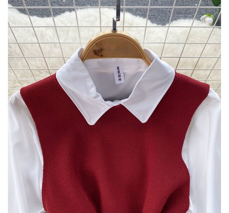 LM | Sleeveless sweater top set