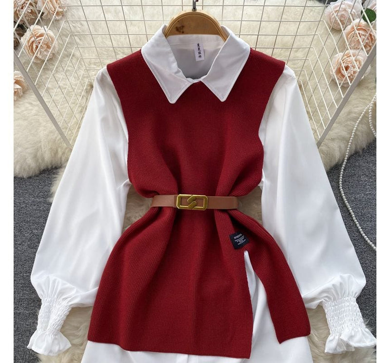 LM | Sleeveless sweater top set