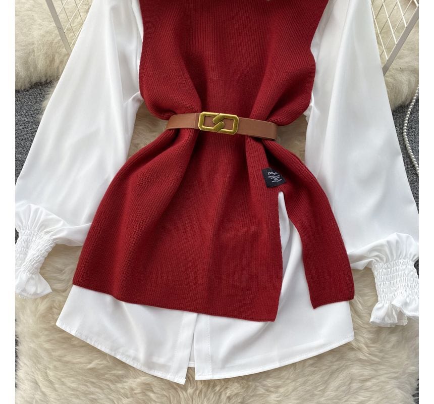 LM | Sleeveless sweater top set