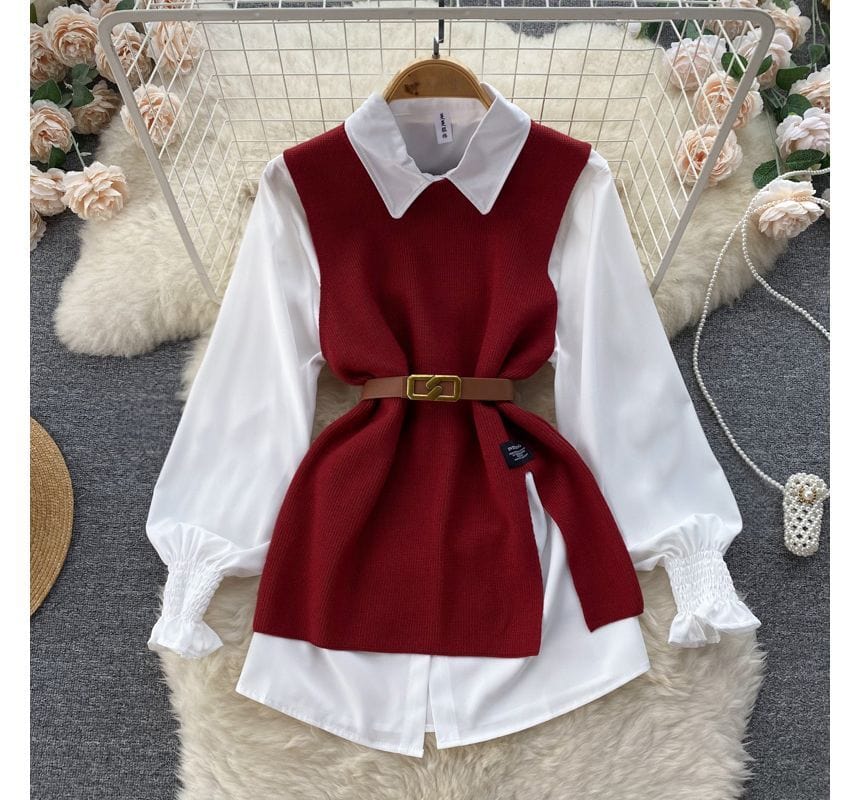 LM | Sleeveless sweater top set