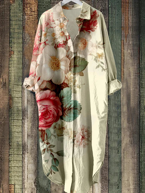 LM | Buttoned midi dress with floral print