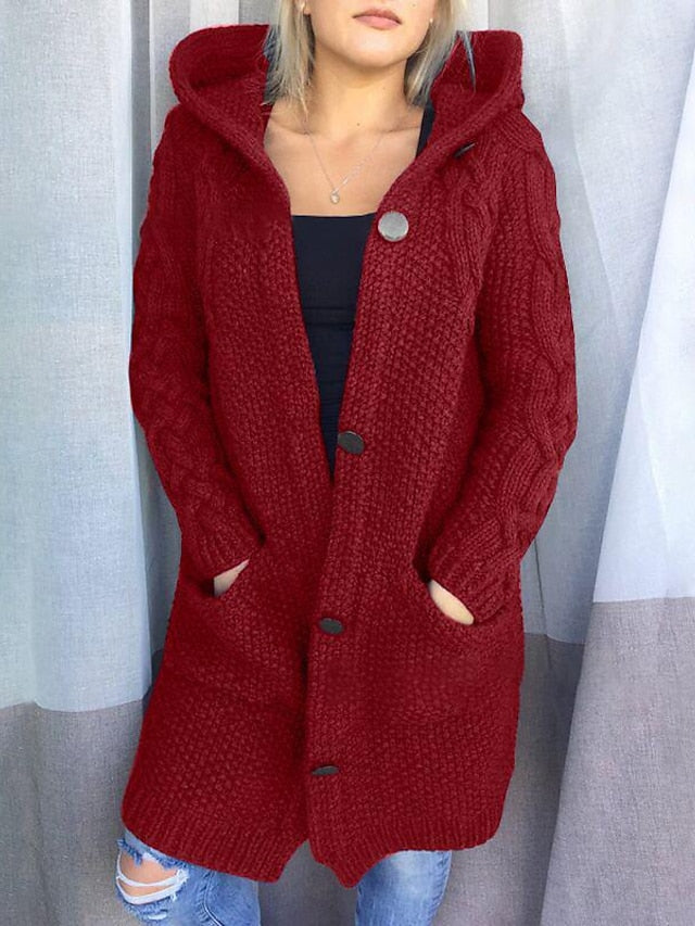 LM | Cardigan with hood in chunky knit