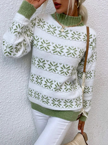 LM | Turtleneck sweater with snowflake for women 2024