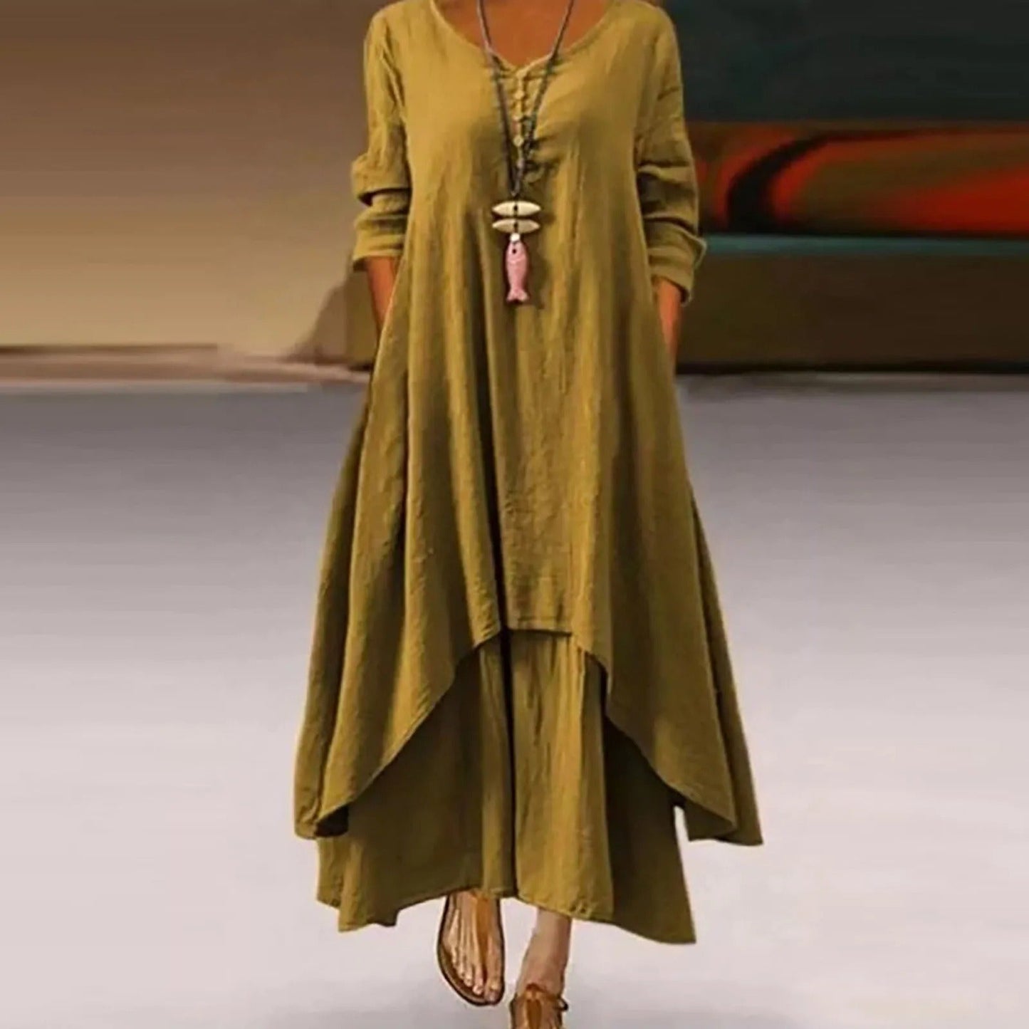 LM | Multi-layered flowing midi dress
