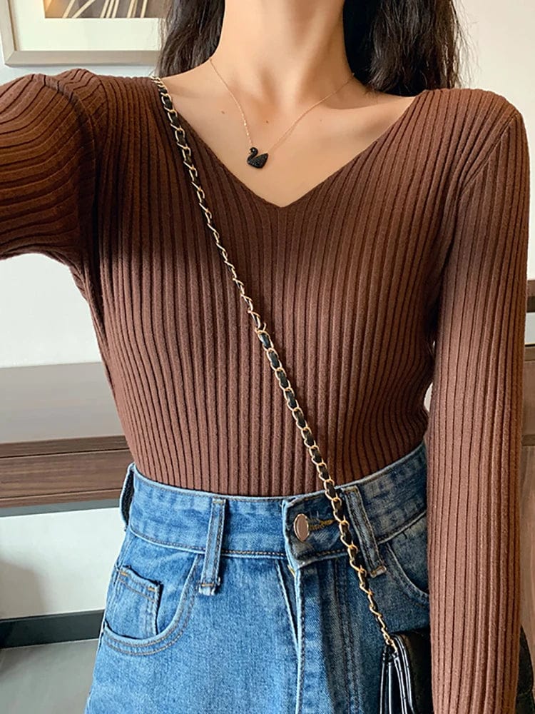 LM | Basic knitted V-neck sweater