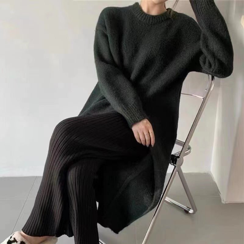 LM | Sweater midi dress with pleated detail