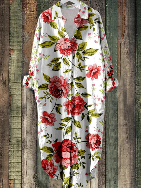 LM | Buttoned midi dress with floral print