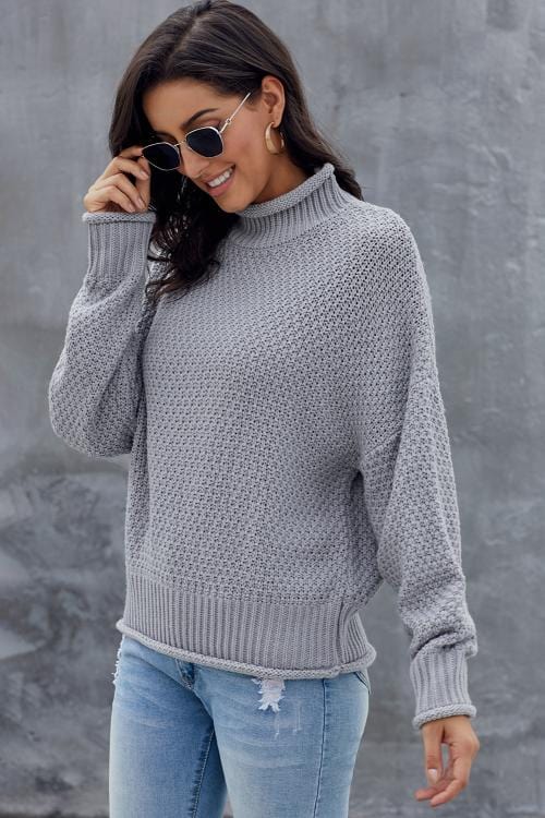 LM | MW Women's sweater in gray, long-sleeved turtleneck sweater