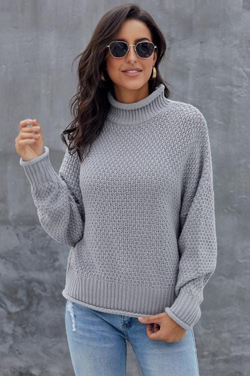 LM | MW Women's sweater in gray, long-sleeved turtleneck sweater