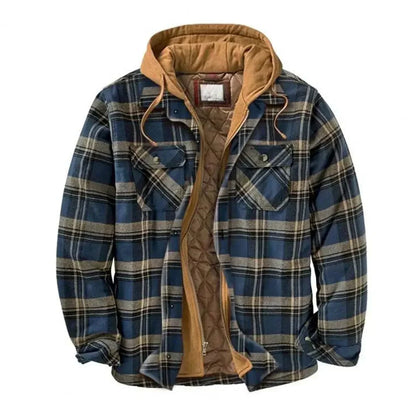 LM | Hooded shirt jacket in cotton flannel