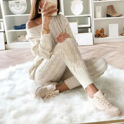 LM | MW -Women's 2-piece long knit suit with thick sweater