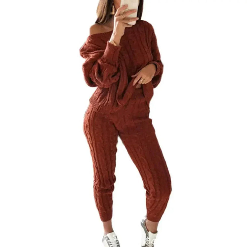 LM | MW -Women's 2-piece long knit suit with thick sweater
