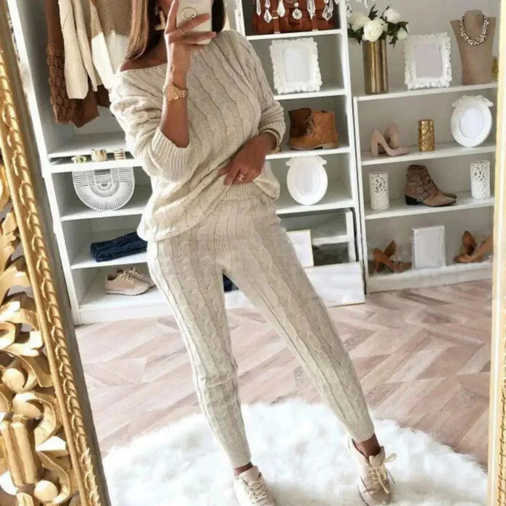 LM | MW -Women's 2-piece long knit suit with thick sweater