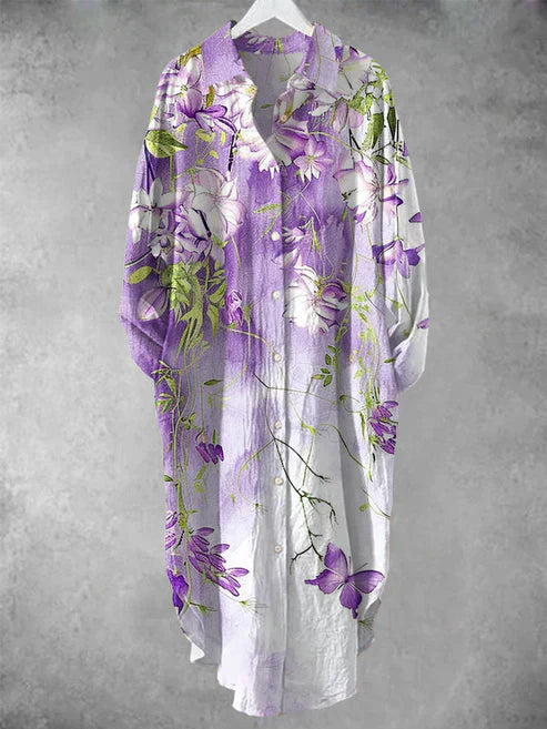 LM | Buttoned midi dress with floral print