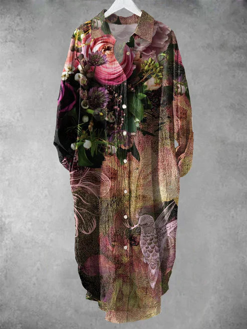 LM | Buttoned midi dress with floral print