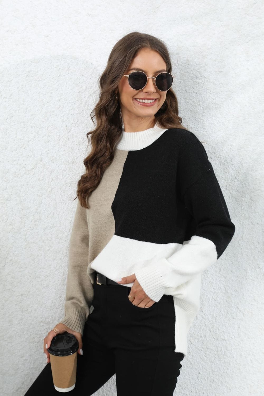 LM | Round neck long sleeve sweater