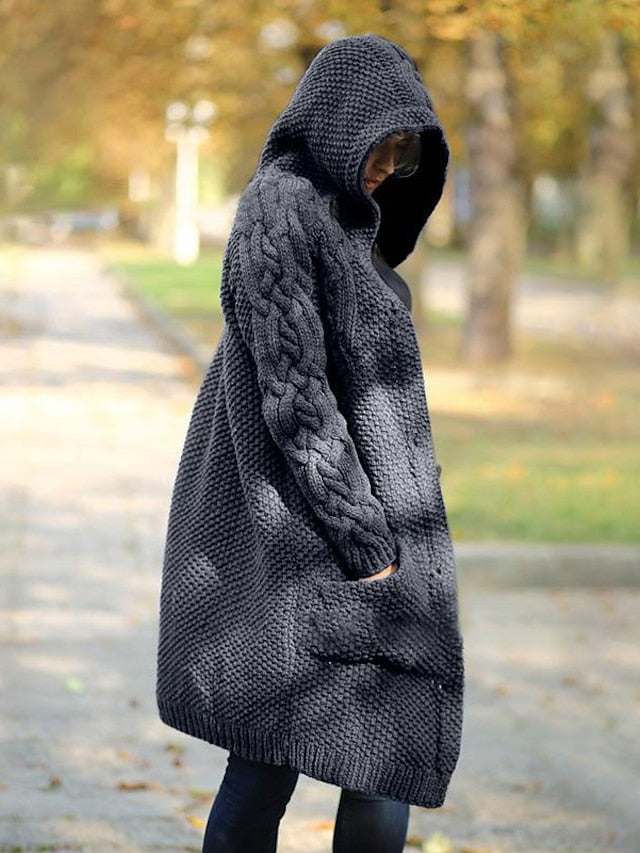 LM | Cardigan with hood in chunky knit